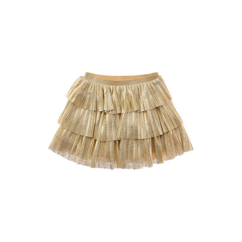Janie And Jack Girls Metallic Tiered Skirt, Gold